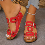 Damen Trendige Wedge-Sandaletten mit modischen Riemen und komfortablem Fußbett R&B