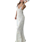 Damen elegantes Häkel-Maxikleid mit floralem Design R&B