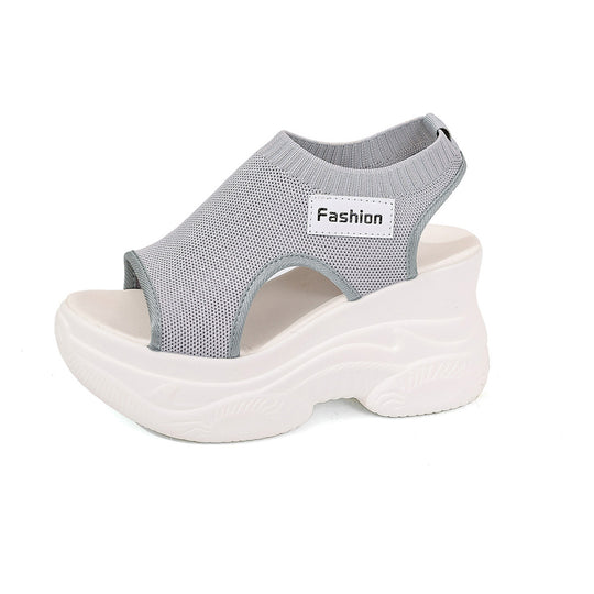 Damen Plateausandalen mit elastischem Oberschuh und modernem Design R&B