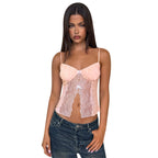 Damen Spitzen-Camisole mit Dekorativen Schleifendetails R&B