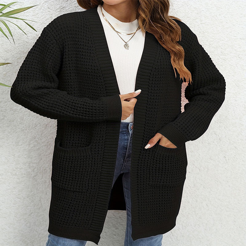 Damen Strickcardigan mit aufgesetzten Taschen und lockerer Passform R&B