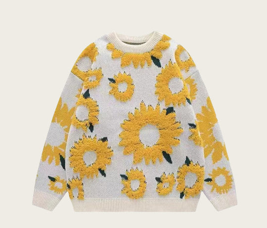 Damen Grobstrickpullover mit floralen Applikationen R&B