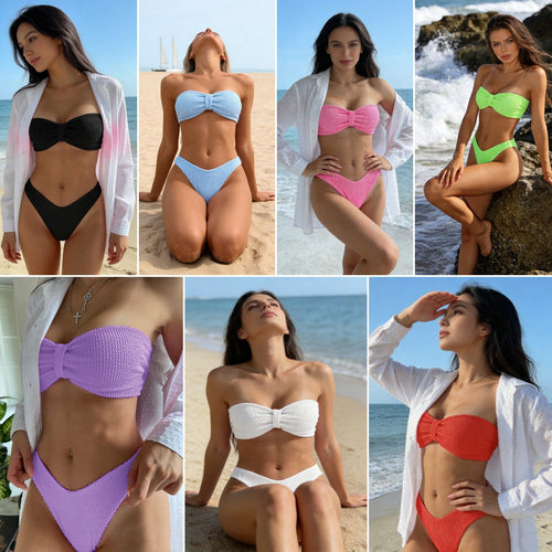 Damen Bandeau-Bikini mit Schleifen-Detail R&B