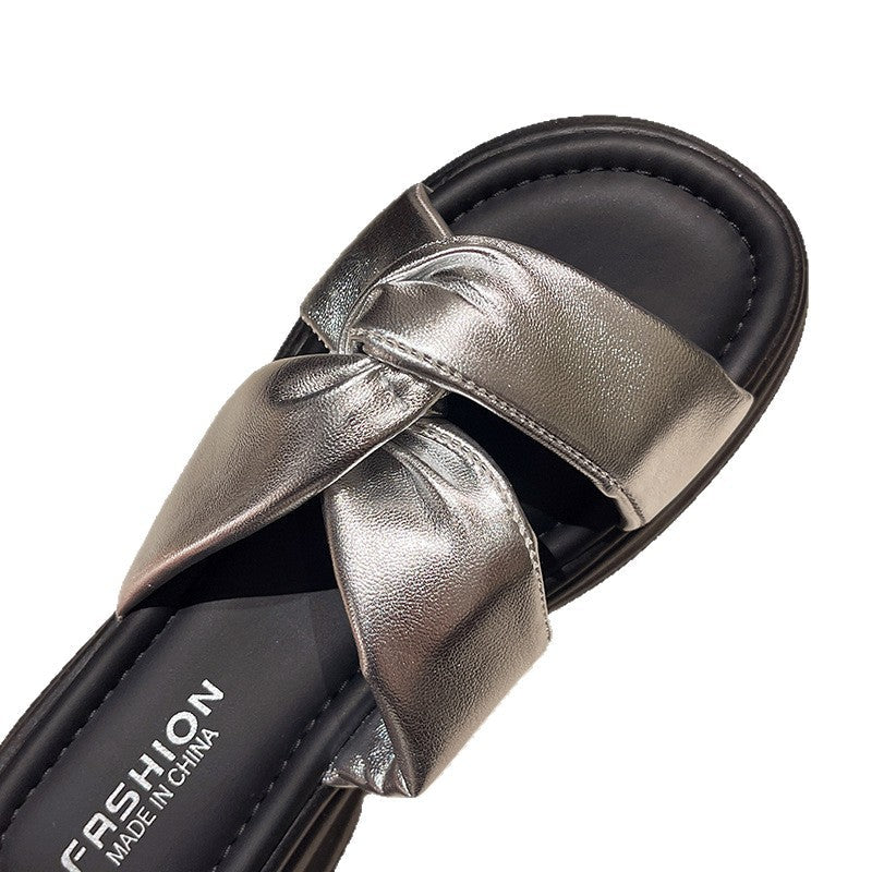 Damen modische Slipper mit elegantem Knoten-Design und bequemer Sohle EB