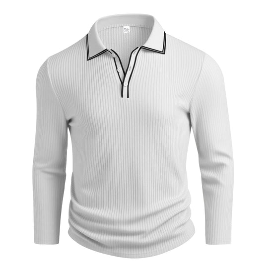 Herren Langarm-Polohemd mit strukturiertem Design R&B