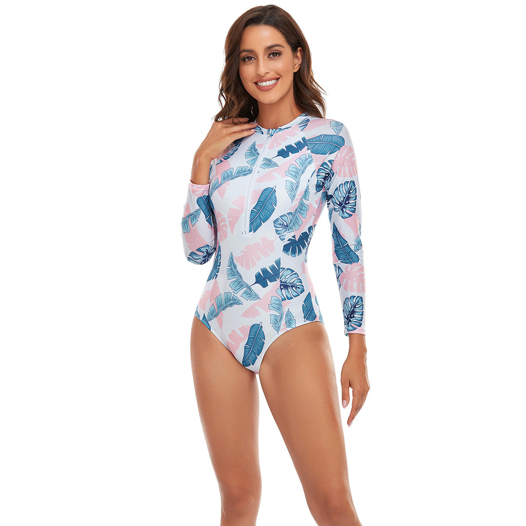 Damen Sportlicher Einteiler mit Langarm und floralem Muster R&B