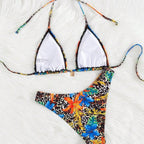 Damen Triangel-Bikini-Set mit lR&Bendigem exotischem Muster R&B