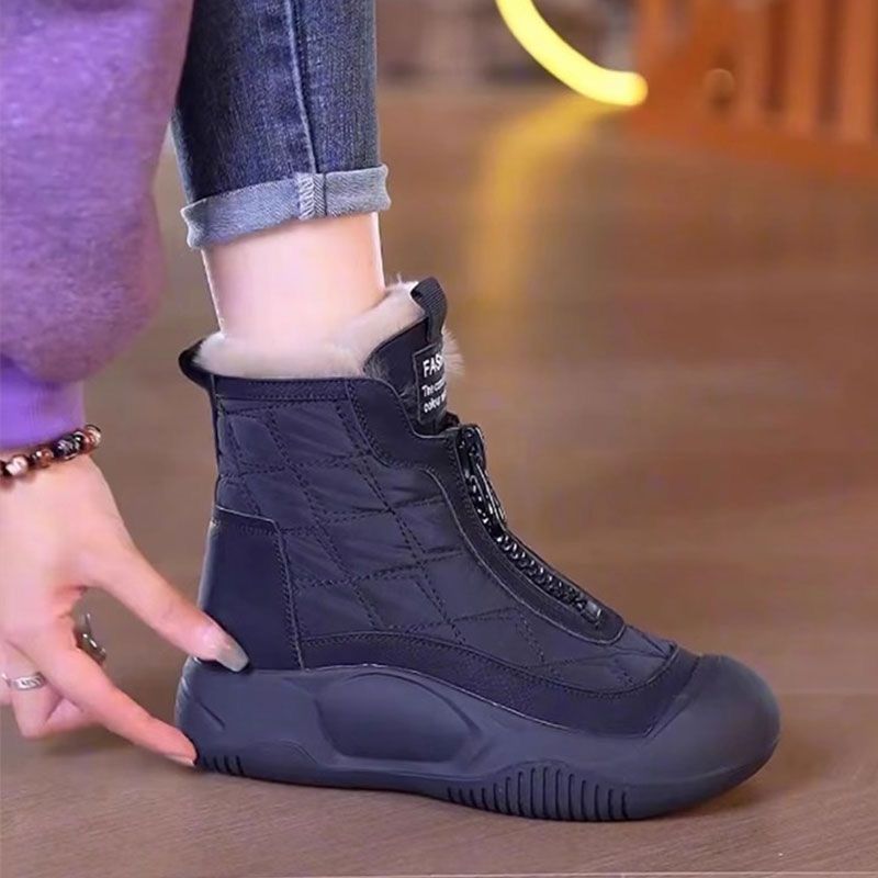 Damen gefütterte Winterstiefel mit seitlichem Reißverschluss und rutschfester Sohle