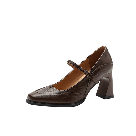 Damen elegante Mary Jane Pumps mit stabiler Blockabsatz R&B