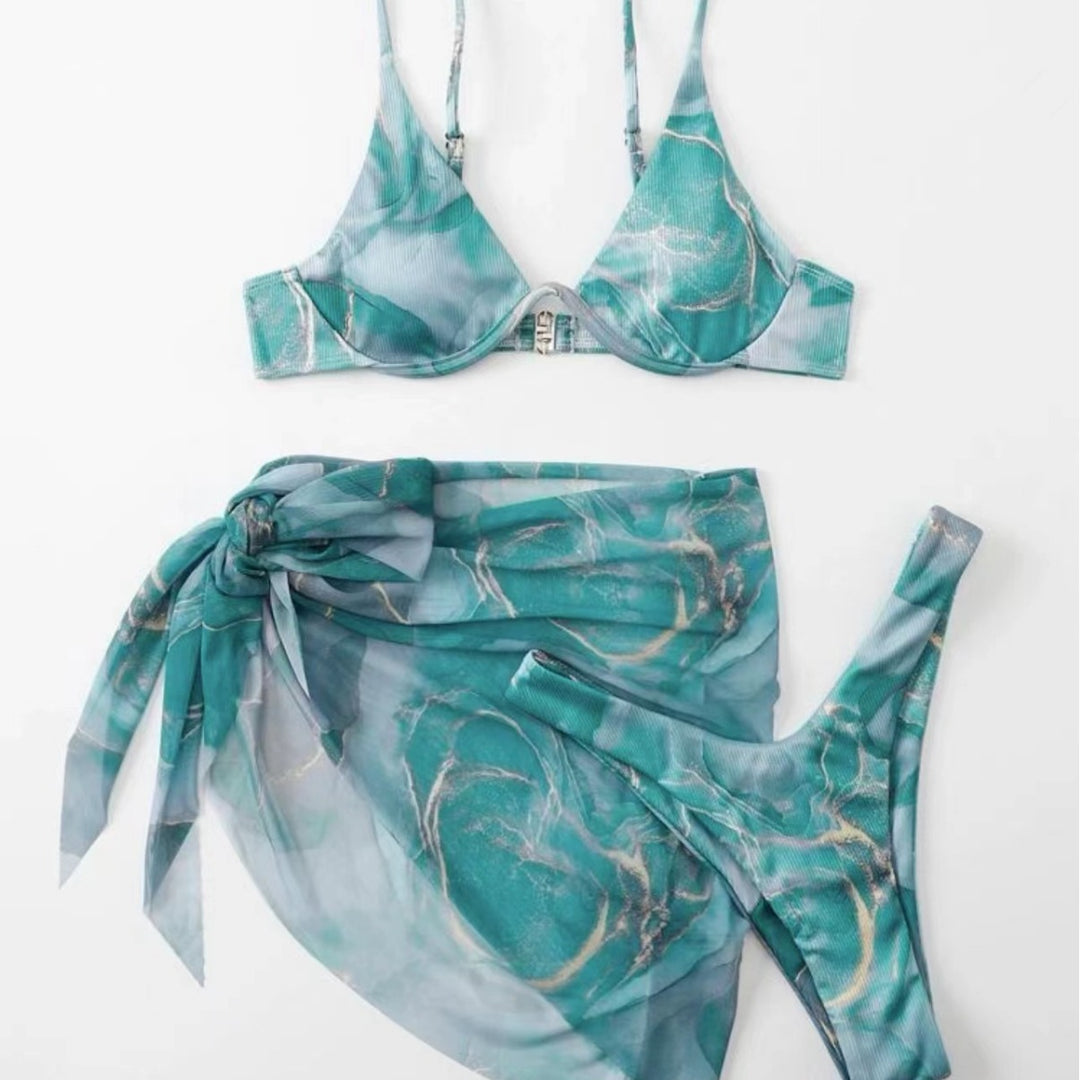 Damen Triangel-Bikini mit modischem Wickelrock R&B