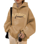 Damen Hoodie mit kreativem Schriftzug und lässigem Oversized-Schnitt