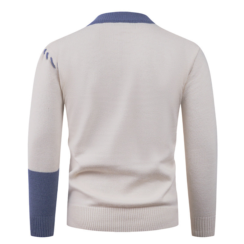 Herren modischer Strickpullover mit asymmetrischem Zopfmuster R&B