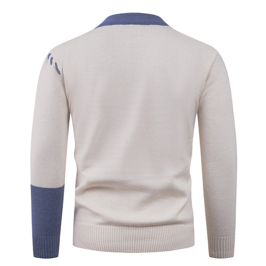 Herren modischer Strickpullover mit asymmetrischem Zopfmuster R&B