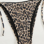 Damen Triangel-Bikini mit modischem Leopardenmuster und seitlichen BindR&Bändern R&B