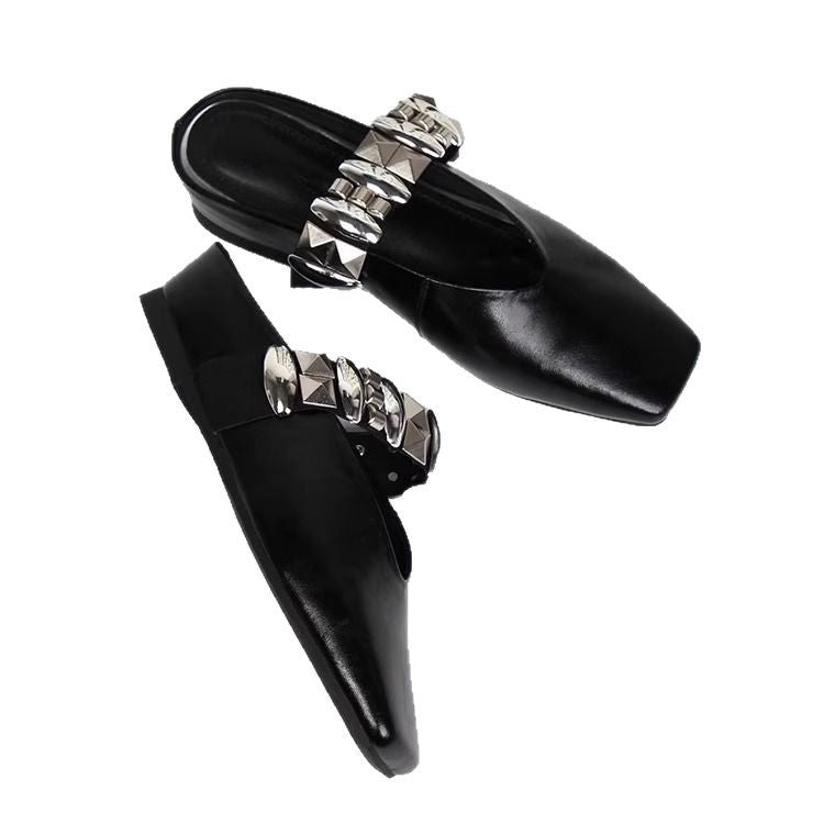 Damen elegante Mules mit modischen Metallakzenten R&B