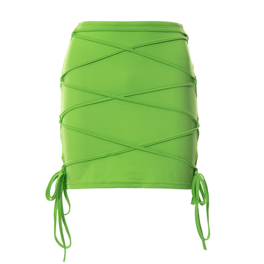 Damen Minirock mit gekreuztem Design und verstellbaren Schnüren R&B
