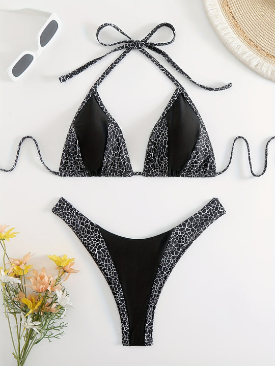 Damen Triangel-Bikini mit stilvollem Giraffenmuster R&B