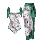 Damen Eleganter Badeanzug mit passendem Wickelrock R&B