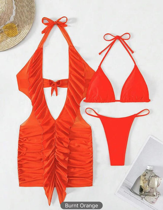 Damen Bikini-Set mit raffiniertem Rüschendesign und verstellbaren Trägern R&B