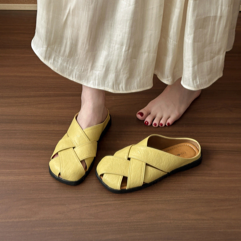 Damen Offene Mules mit geflochtenem Obermaterial und anatomischem Fußbett R&B