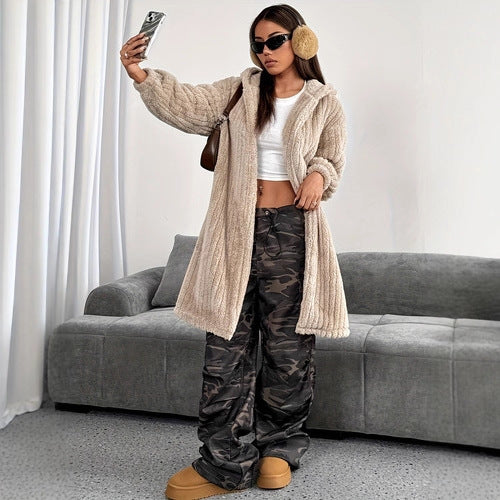 Damen kuscheliger Langmantel R&B