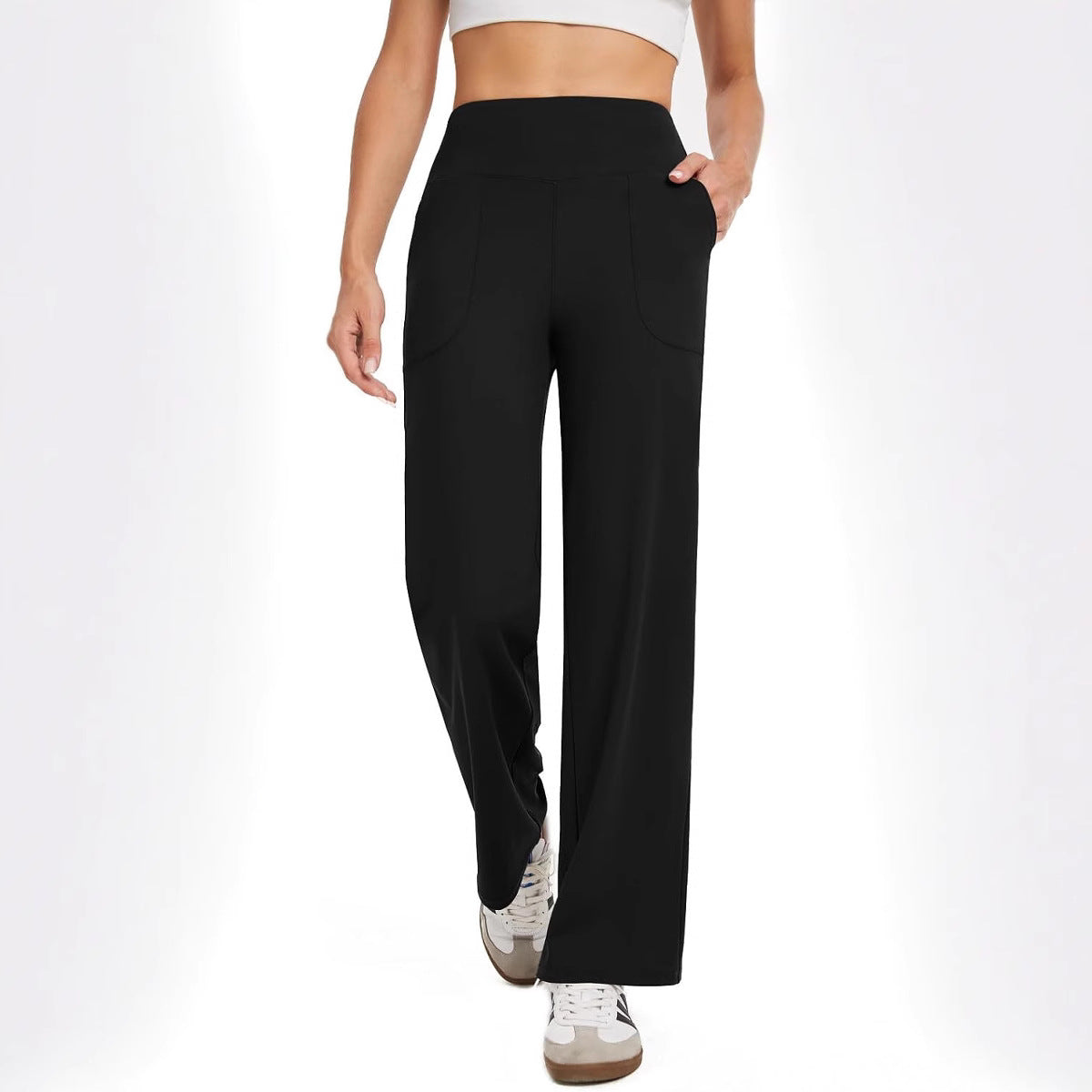 Damen bequeme Freizeithose mit seitlichen Taschen und elastischem Bund R&B