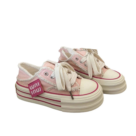 Damen Sneaker mit flauschiger Oberflächenstruktur und trendiger Blocksohle R&B