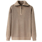 Herren Freizeitpullover mit halbem Reißverschluss und strukturiertem Strickmuster R&B