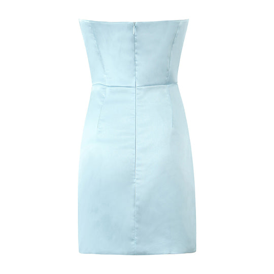 Damen figurbetontes Minikleid mit elegantem Wasserfallausschnitt und Raffungen R&B