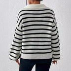 Damen stylischer Strickpullover mit hochgeschlossenem Kragen und lässigem Schnitt R&B