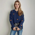 Damen Strickjacke mit Herzmotiv und modernem Reißverschluss R&B