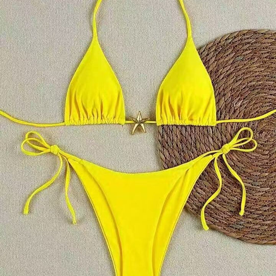 Damen Bikini-Set mit verstellbarem Triangel-Oberteil und hoher Taillenhose R&B