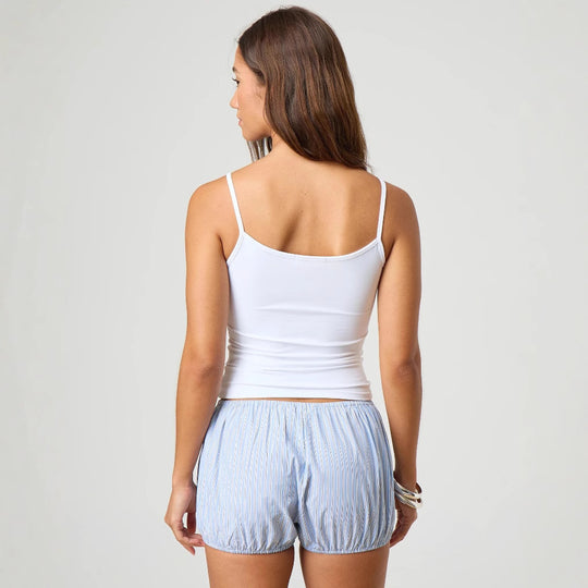 Damen entspannte Shorty-Pyjama-Set mit zartem Streifenmuster R&B