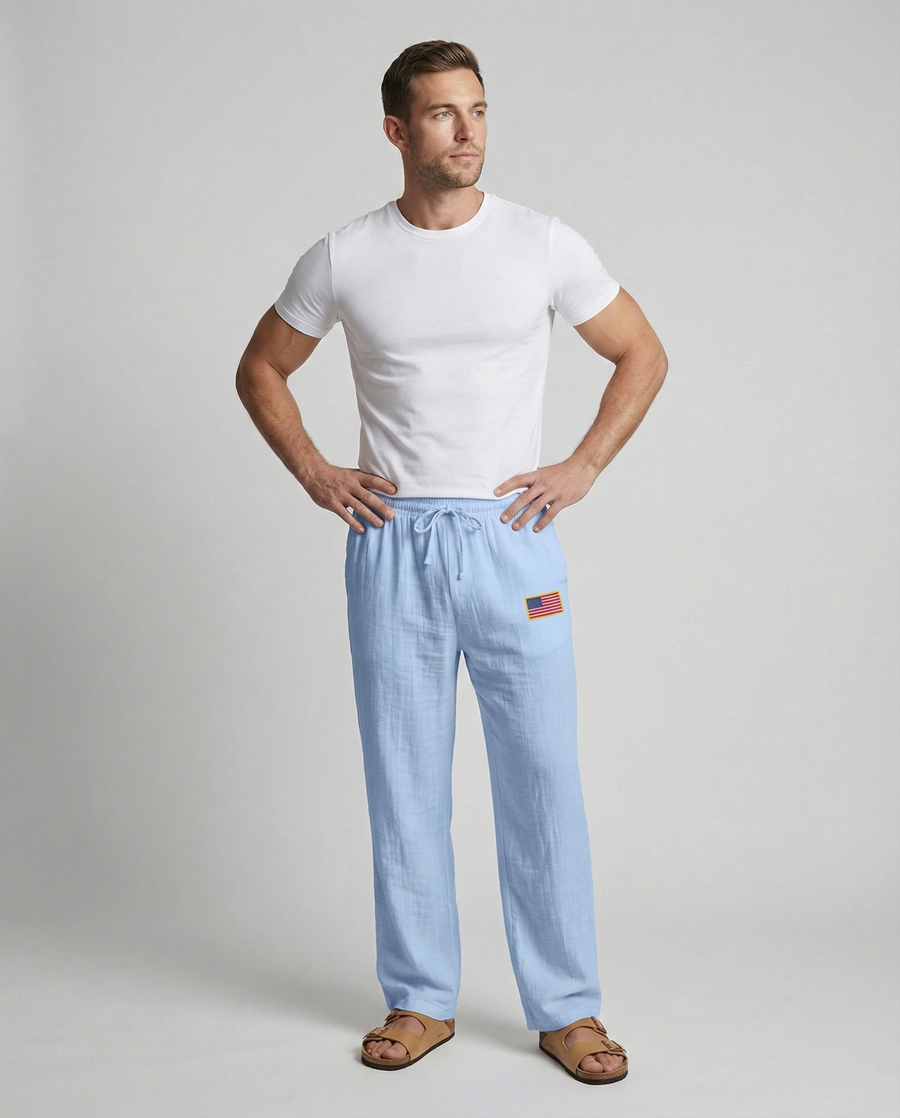Herren lässige Freizeithose mit elastischem Bund und praktischen Seitentaschen R&B