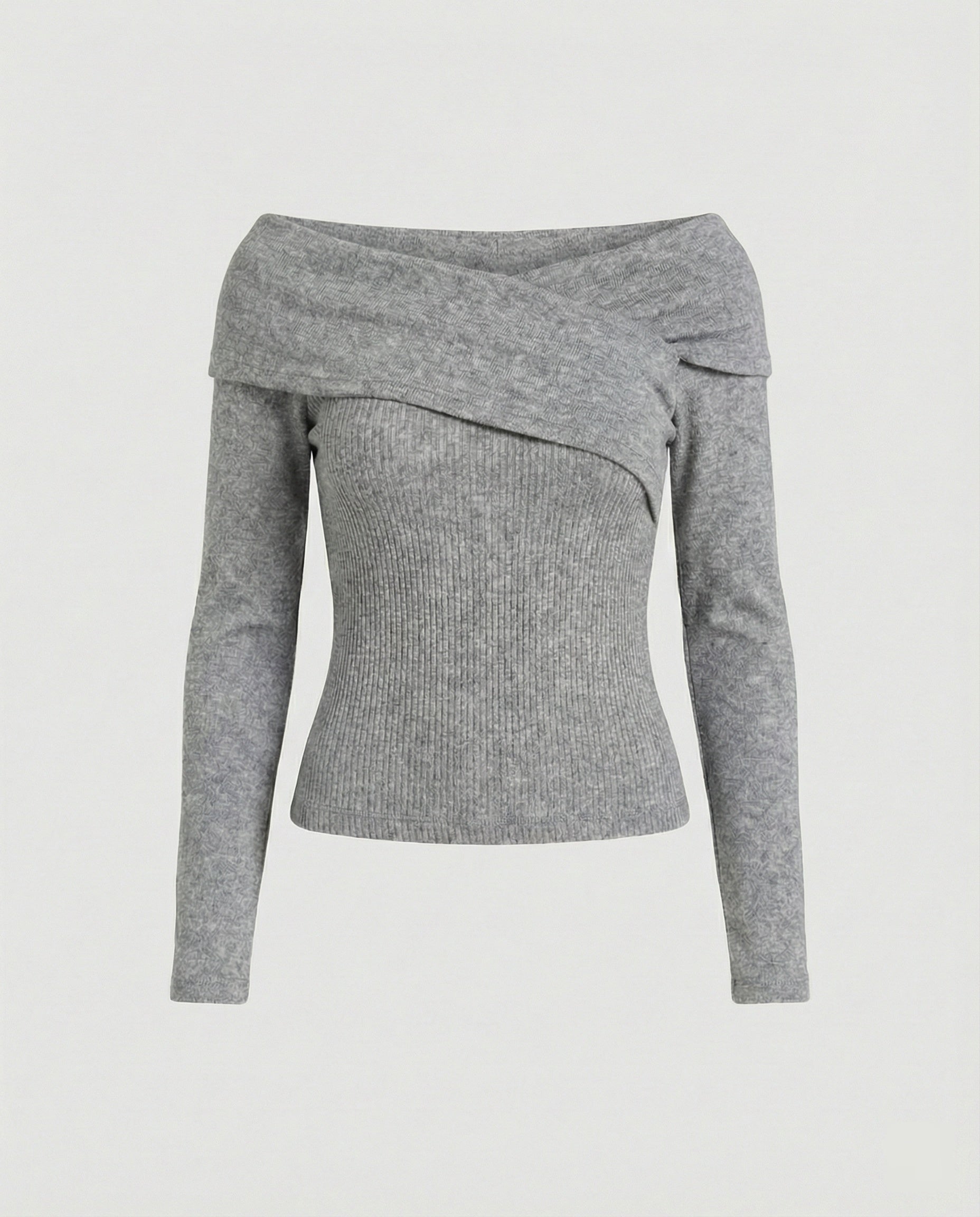 Französisches V-Ausschnitt Langarmshirt Damen Slim Fit Stretch Oberteil