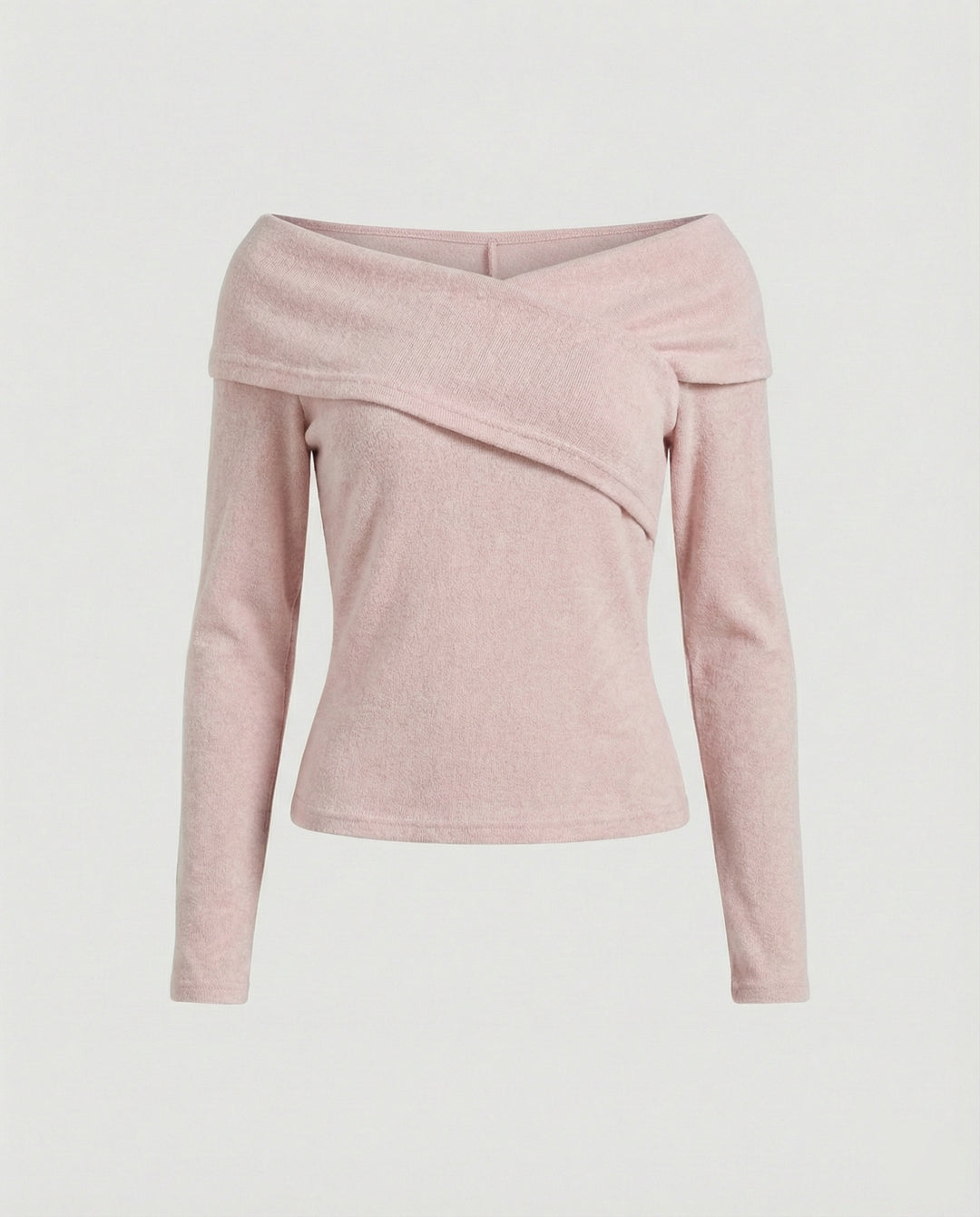 Französisches V-Ausschnitt Langarmshirt Damen Slim Fit Stretch Oberteil