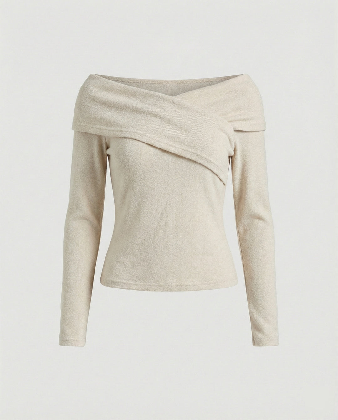 Französisches V-Ausschnitt Langarmshirt Damen Slim Fit Stretch Oberteil