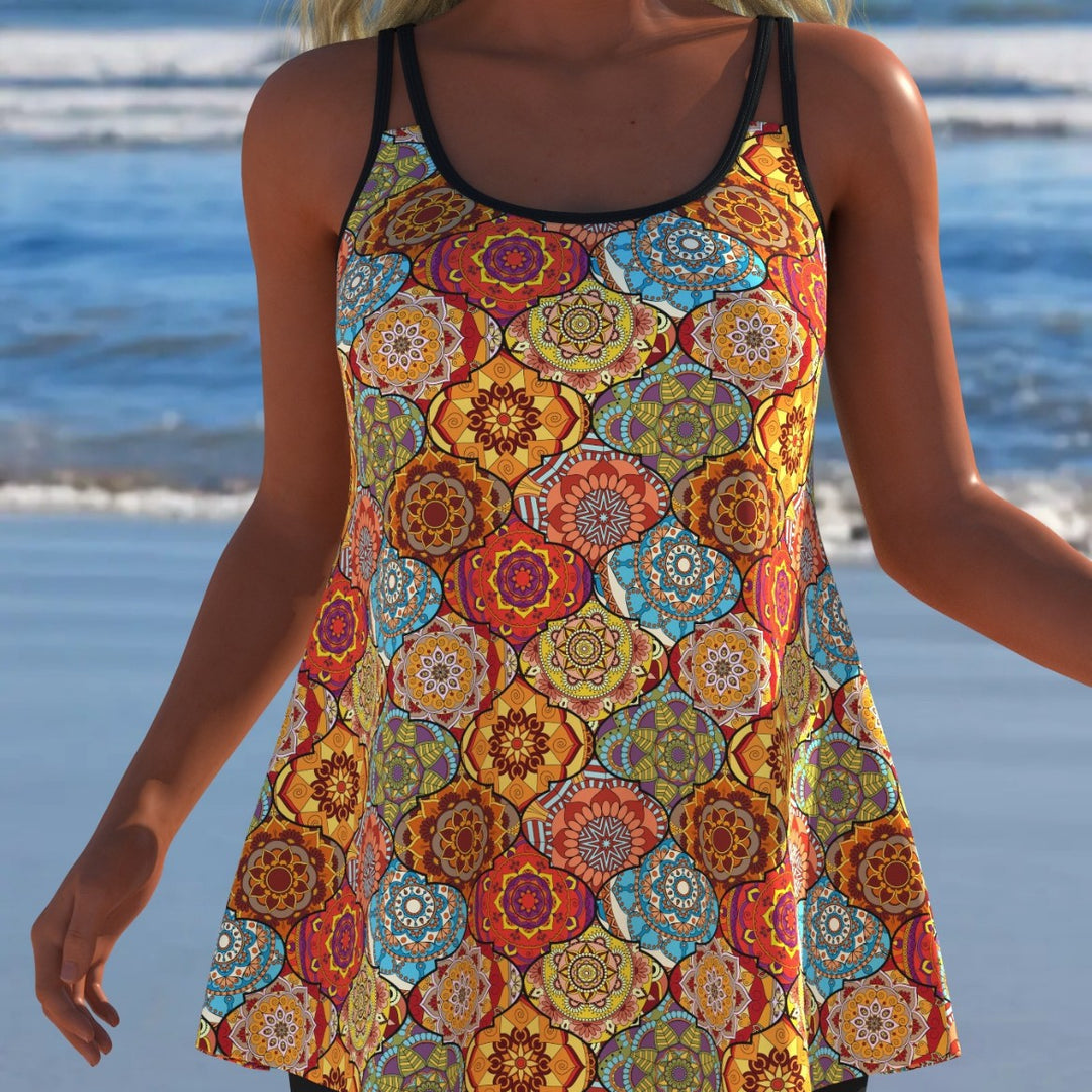 Damen Schwimmanzug mit modischem A-Linien-Schnitt und floralem Design R&B