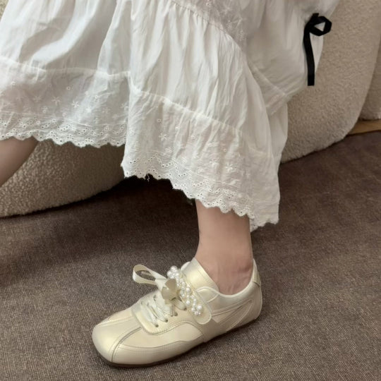 Damen Mode Sneaker mit luxuriösem Perlenakzent R&B