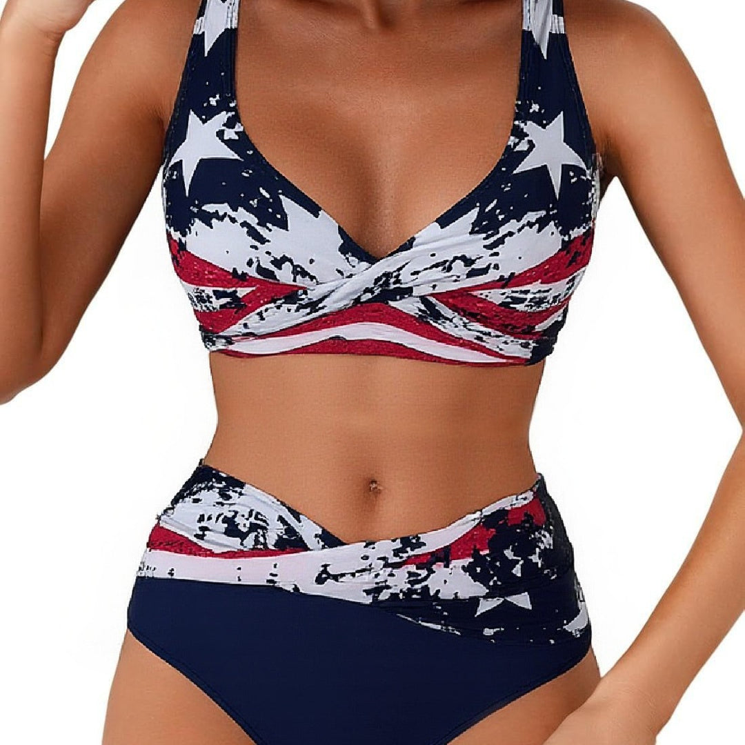 Damen Sportliches Bikini-Set mit hochgeschnittenem Bund R&B