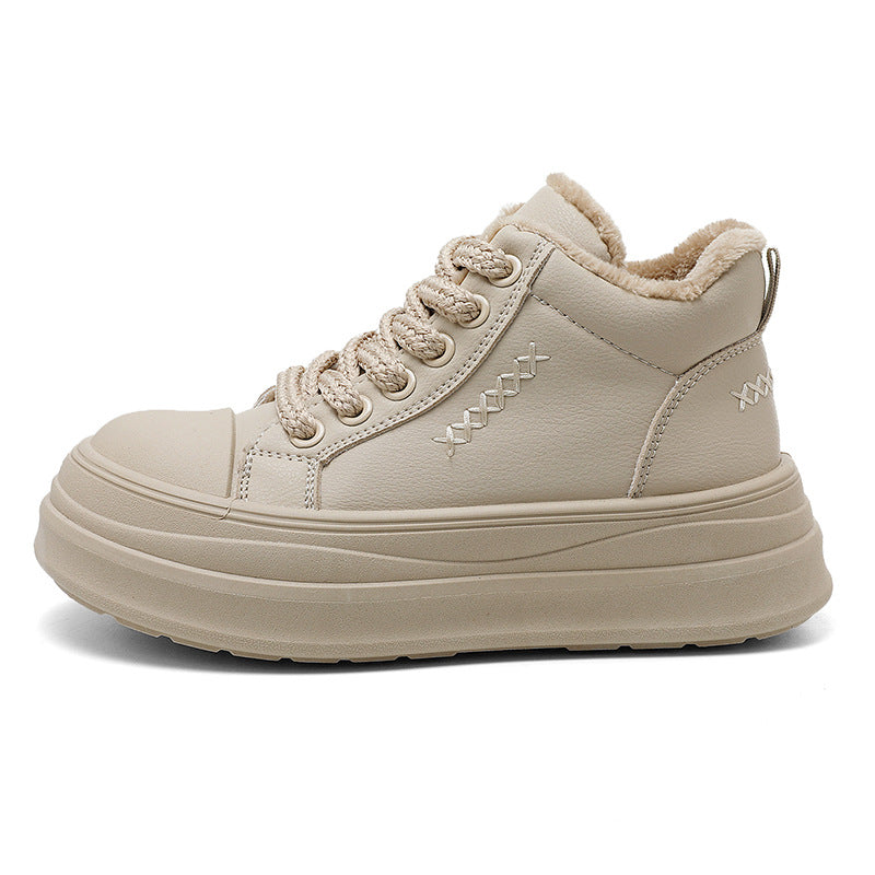 Damen modische High-Top Sneakers mit flauschigem Innenfutter und robuster Profilsohle R&B