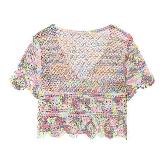 Damen luftige Strickjacke mit Blumenmuster R&B