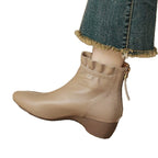 Damen Elegante Ankle Boots mit Rüschenrand und seitlichem Reißverschluss