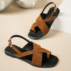 Damen Slingback Sandalen mit modischem Überkreuz-Riemendesign und komfortabler Sohle R&B