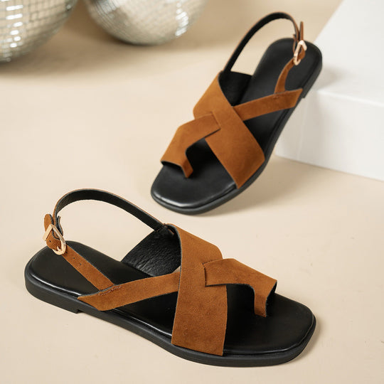 Damen Slingback Sandalen mit modischem Überkreuz-Riemendesign und komfortabler Sohle R&B