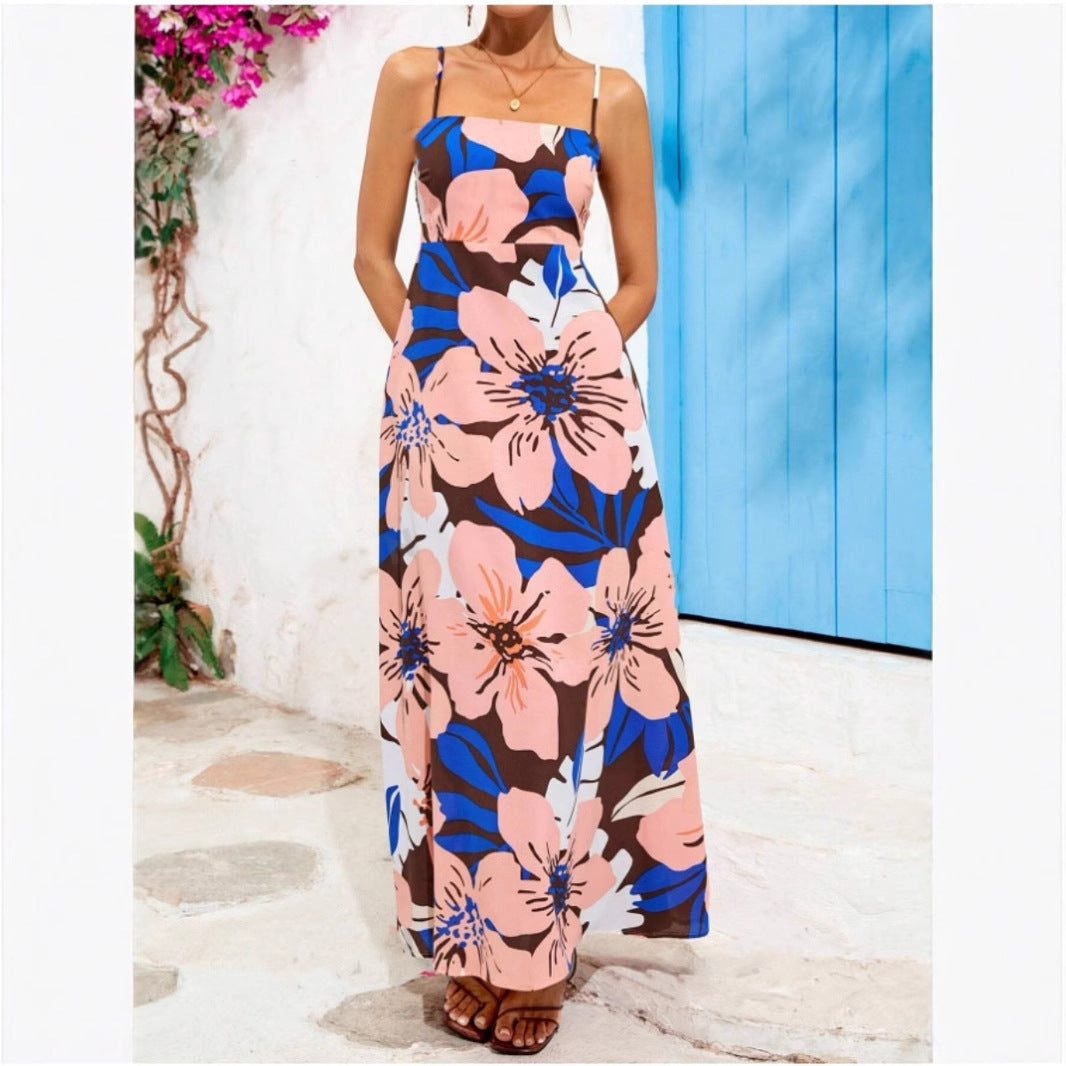 Damen Maxikleid mit floralem Musterschnitt und eleganter A-Linie R&B