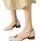 Damen Elegante Sling-Sandalen mit dekorativen Knopfdetails R&B