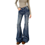 Damen Flared Jeans im lässigen Vintage-Stil mit hohem Bund und stylischen Waschungen R&B