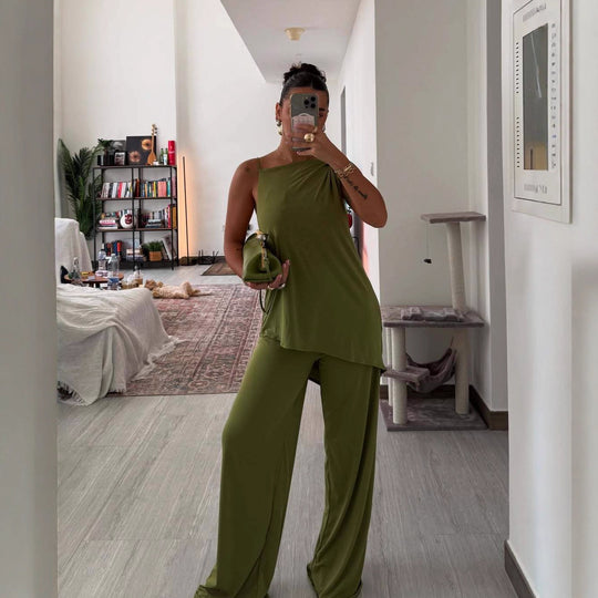 Damen Weite Palazzo-Hose mit elastischem Bund und fließendem Schnitt R&B