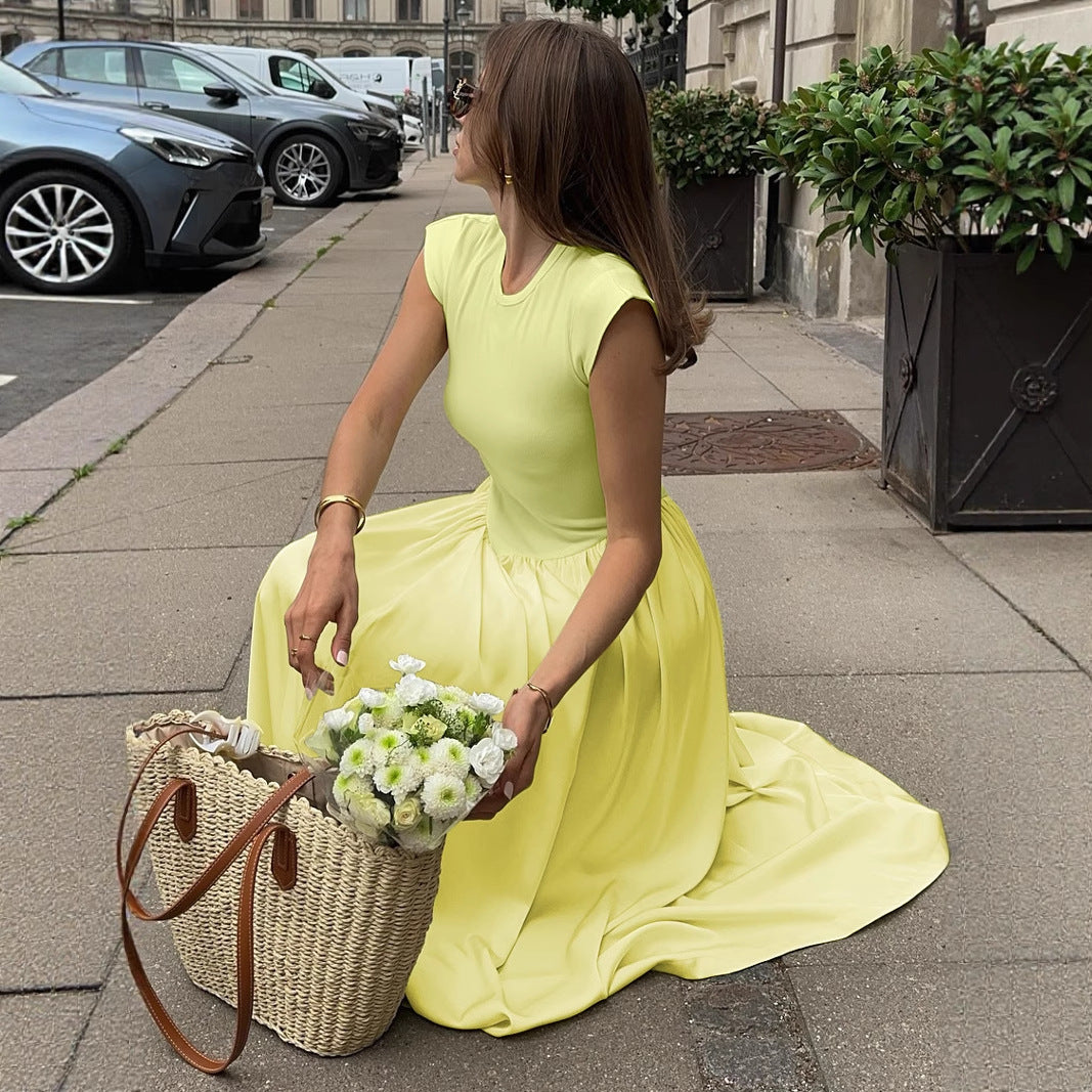 Damen Langes figurumspielendes Sommerkleid mit Längsnaht und elegantem Bund R&B